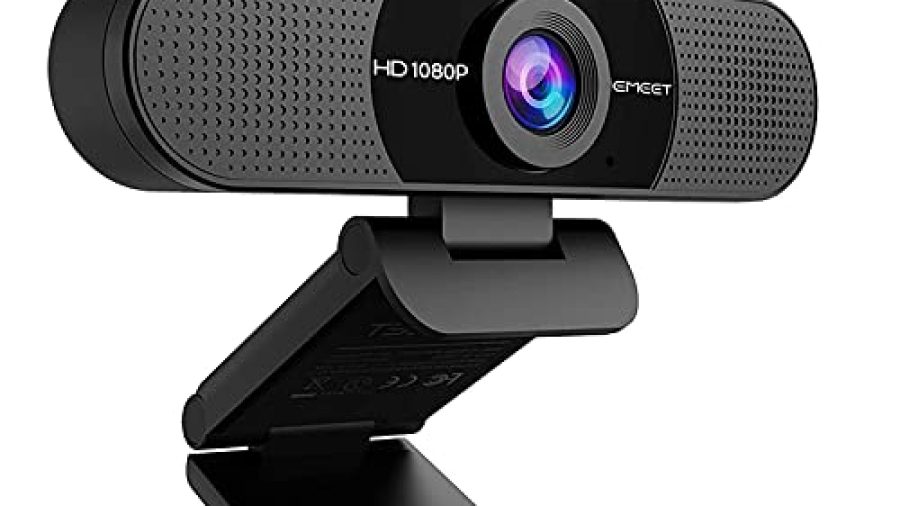 EMEET 1080P Webcam with Microphone, C960 Web Camera, 2 Mics Streaming Webcam with Privacy Cover, 90°View Computer Camera, Plug&Play USB Webcam for Calls/Conference, Zoom/Skype/YouTube, Laptop/Desktop